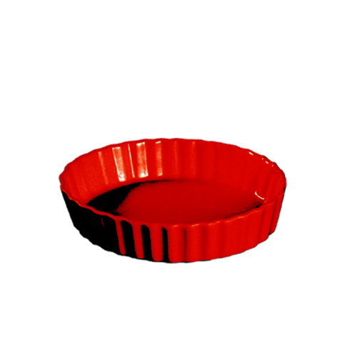 CAC China QCD-5-R Festiware Stoneware Red Fluted Quiche Dish 5.5 oz., 5"  - 2 dozen