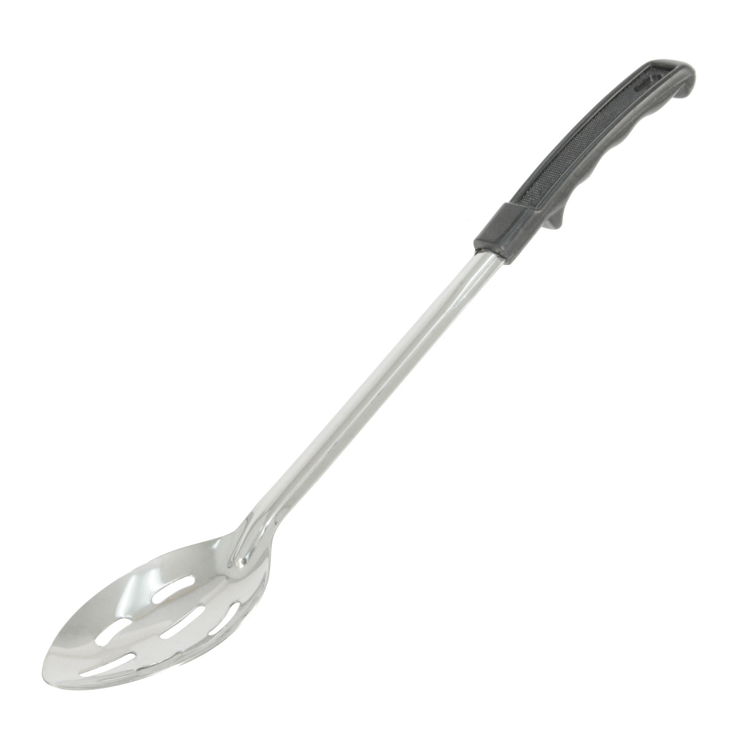 CAC China SBSL-11BH Slotted Stainless Steel Basting Spoon 1.2mm with Black Handle 11"
