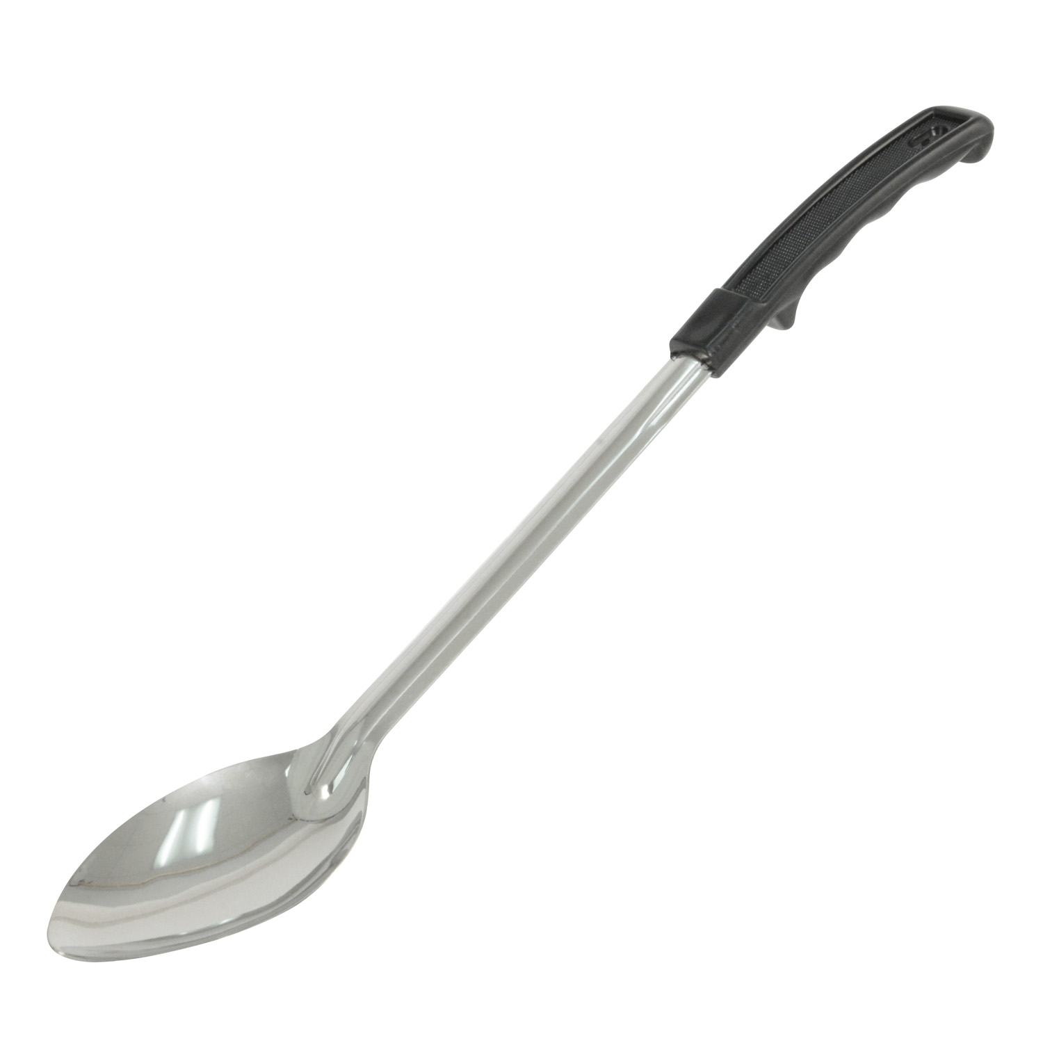 CAC China SBSO-11BH Solid Stainless Steel Basting Spoon 1.2mm with Black Handle 11"