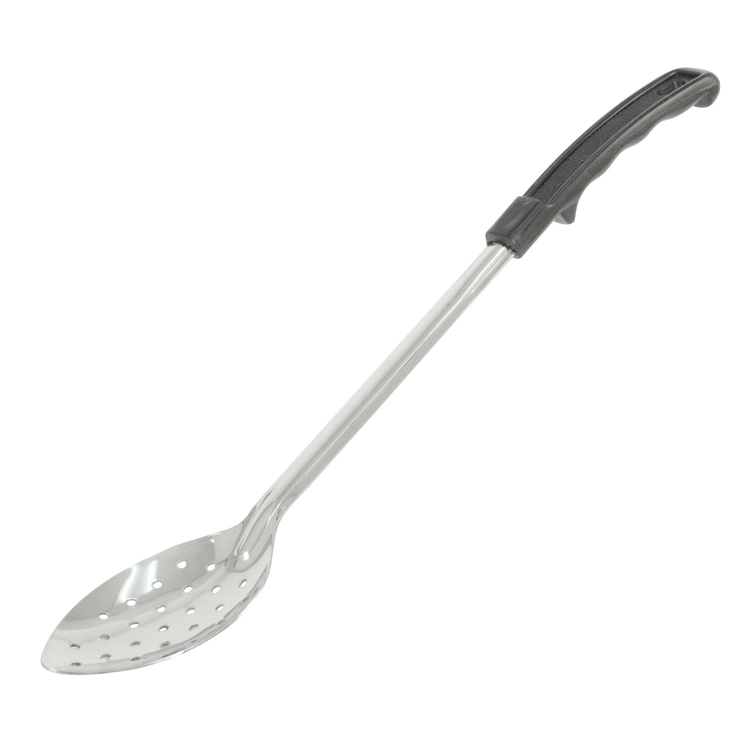 CAC China SBSP-11BH Perforated Stainless Steel Basting Spoon 1.2mm with Black Handle 11"