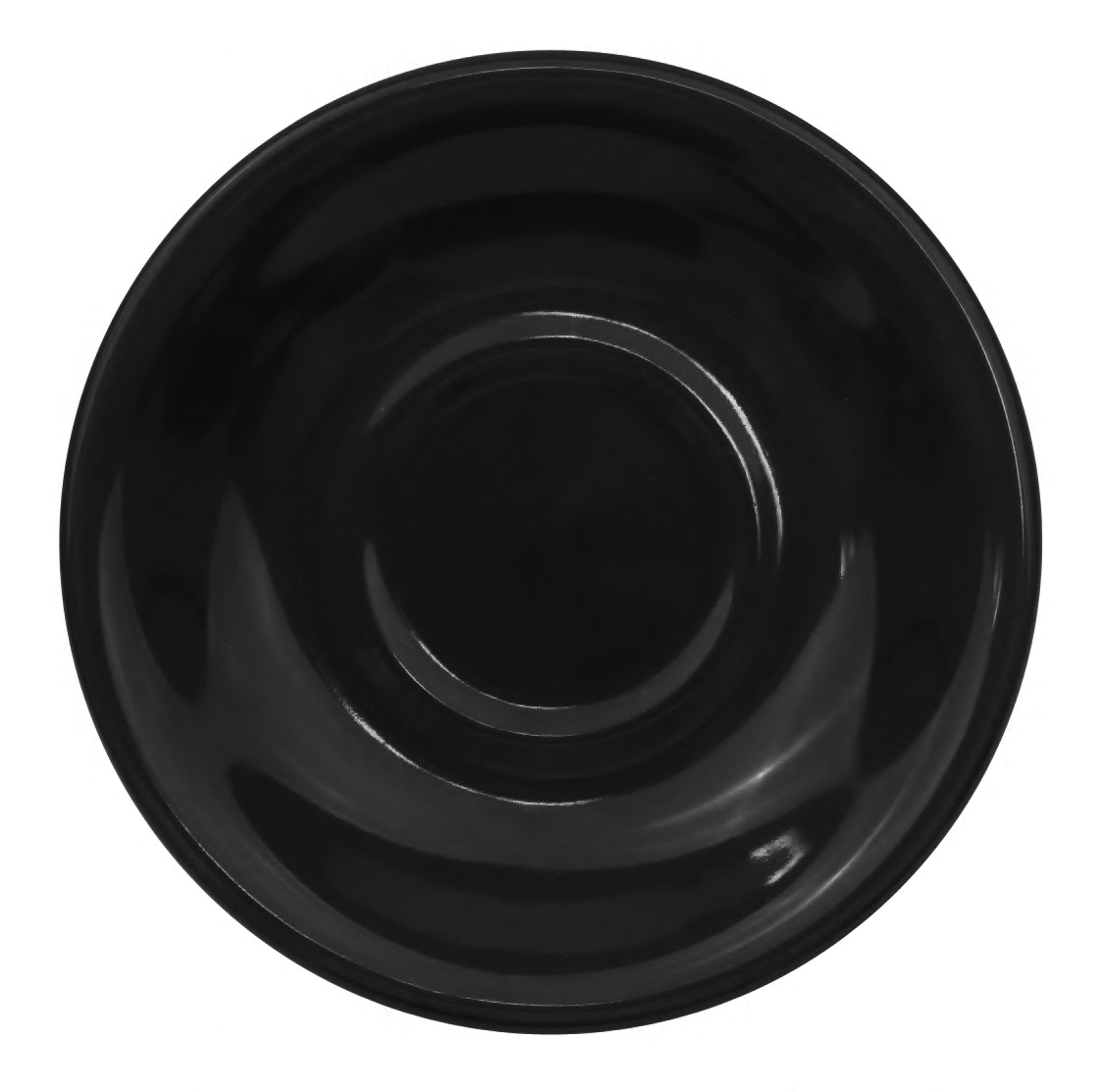 CAC China LV-2-BLK Las Vegas Stoneware Rolled Edge Black Saucer for LV-1-BLK 6"  - 3 dozen
