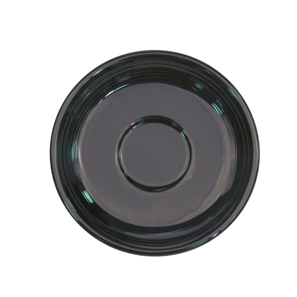 CAC China TG-2-BLK Tango Embossed Porcelain Black Saucer for TG-1-BLK 6"  - 3 dozen