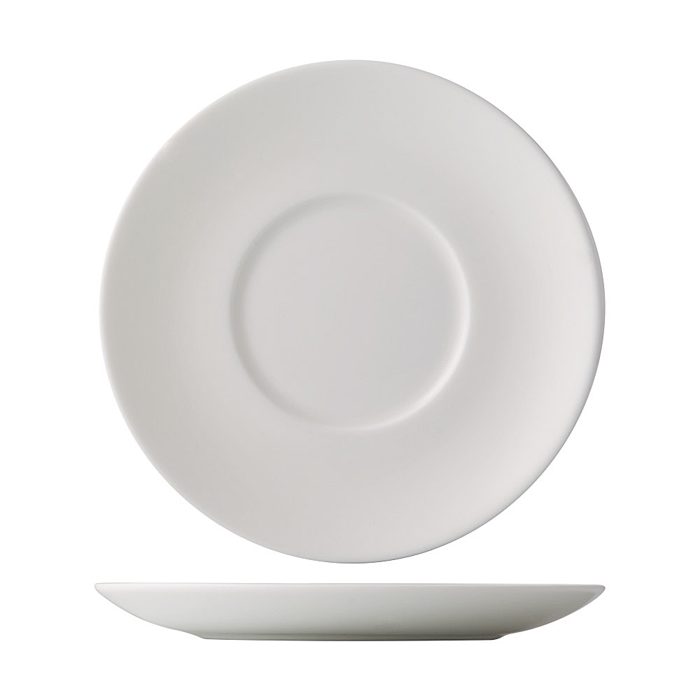 CAC China EVT-36 Everest Bone White Porcelain Saucer for EVT-35 4 5/8" - 3 dozen
