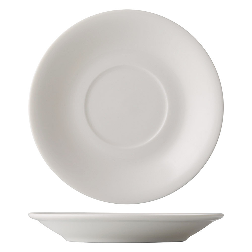 CAC China GW-57 Great Wall Bone White Porcelain Saucer with Wide Rim for GW-56 6 7/8" - 3 dozen