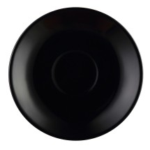 CAC China LV-36-BLK Las Vegas Stoneware Black Rolled Edge A.D. Cup Saucer for LV-35-BLK 4 1/2&quot;  - 3 dozen