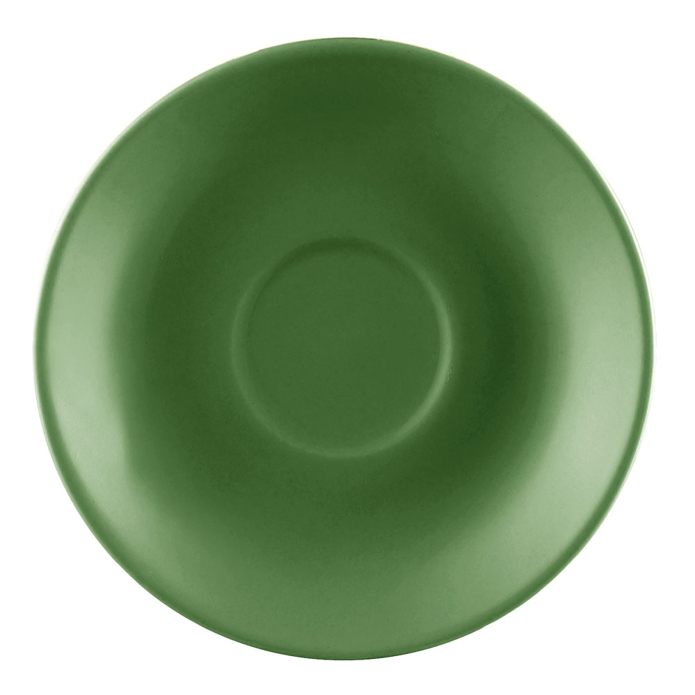 CAC China LV-36-G Las Vegas Stoneware Green Rolled Edge A.D. Cup Saucer for LV-35-G 4 1/2"  - 3 dozen