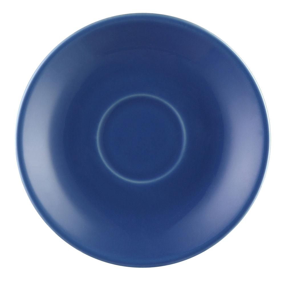 CAC China LV-36-LBU Las Vegas Stoneware Light Blue Rolled Edge A.D. Cup Saucer for LV-35-LBU 4 1/2"  - 3 dozen