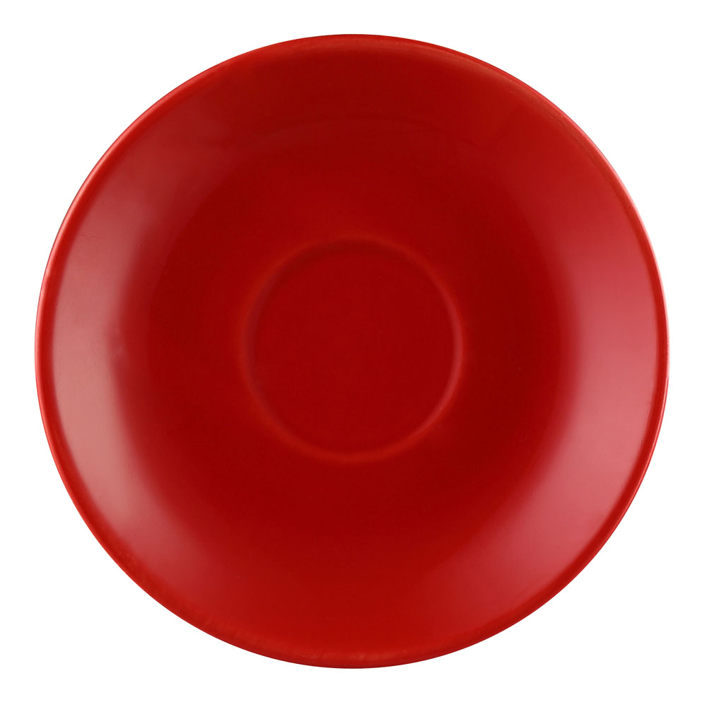 CAC China LV-36-R Las Vegas Stoneware Red Rolled Edge A.D. Cup Saucer for LV-35-R 4 1/2"  - 3 dozen