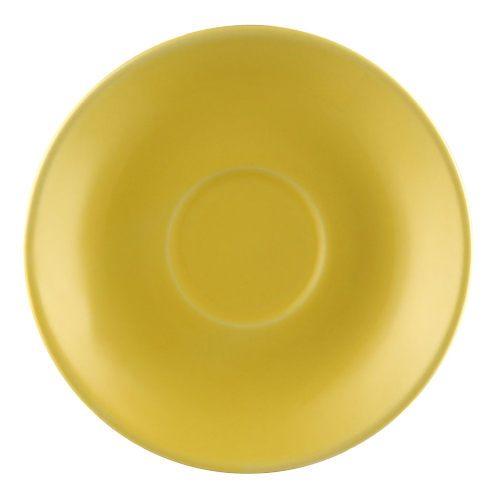 CAC China LV-36-Y Las Vegas Stoneware Yellow Rolled Edge A.D. Cup Saucer for LV-35-Y 4 1/2"  - 3 dozen
