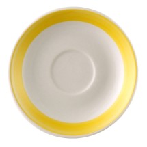 CAC China R-36-Y Rainbow Yellow Stoneware Saucer for R-35-Y 4 1/2&quot;  - 3 dozen