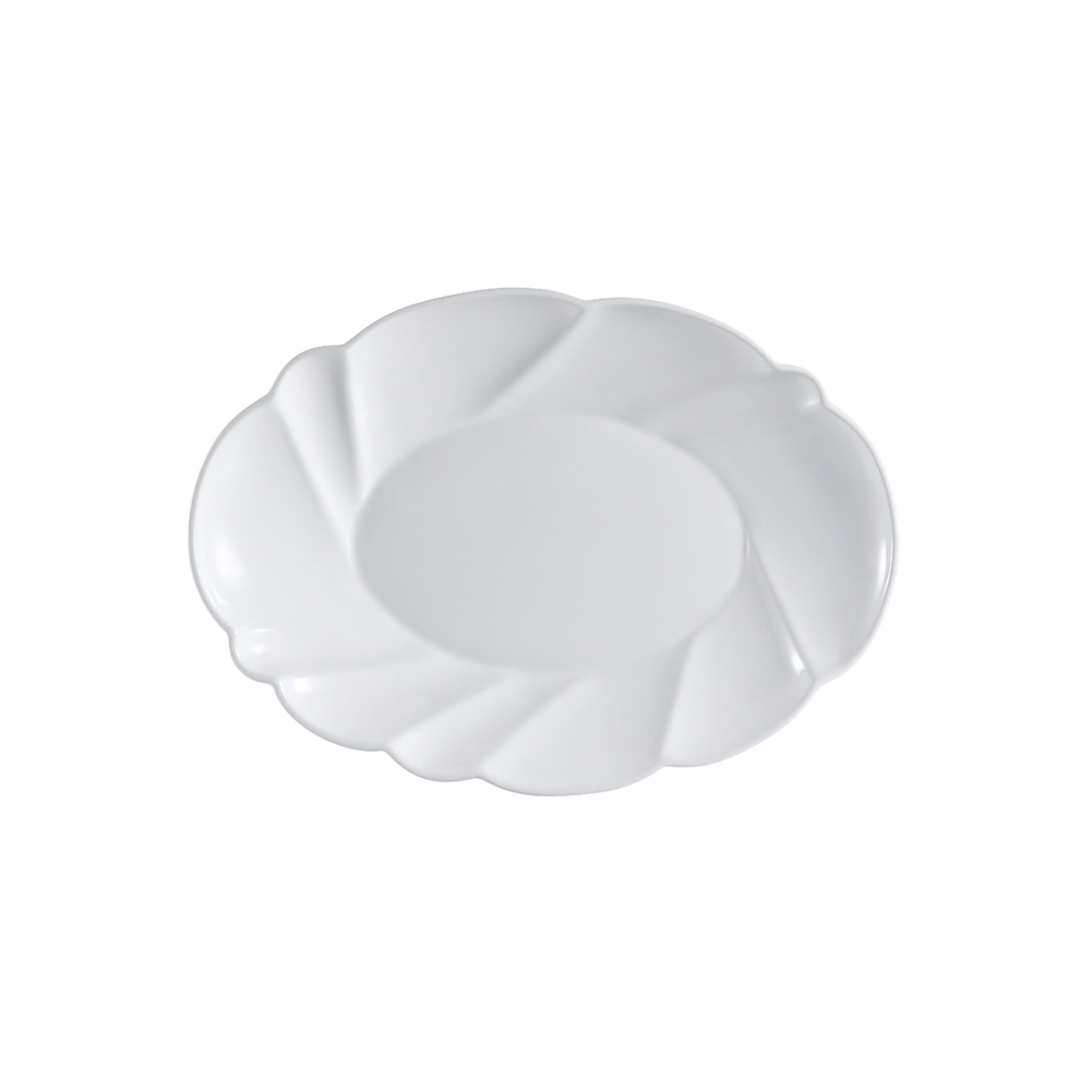CAC China MX-SC20 Catering Collection Super White Porcelain Scallop Shape Platter 20"  - 4 pcs