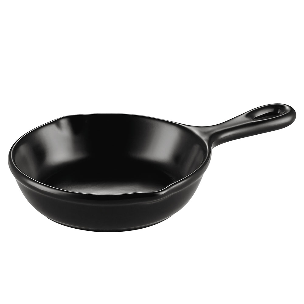 CAC China T-FP24-BLK Festiware Black Stoneware Skillet with Pour Spout & Handle 24 oz., 11 3/4"  - 1 dozen