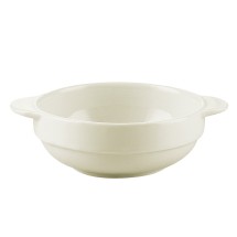 CAC China REC-58 REC American White Stoneware Soup Bowl with Handles 8 oz., 6&quot;  - 3 dozen