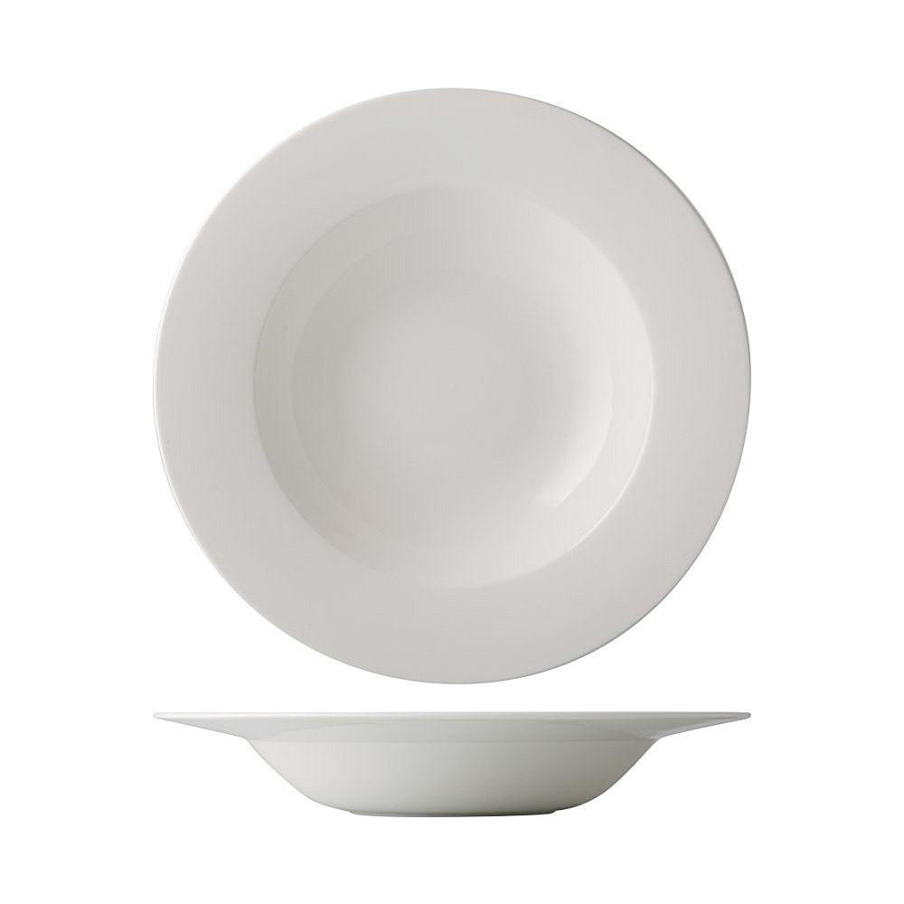 CAC China GDC-3 Grand Canyon Bone White Porcelain Soup Plate 10 oz., 9" - 2 dozen