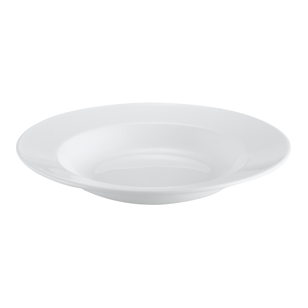 CAC China EVT-3 Everest Bone White Porcelain Soup Plate 10 oz., 9" - 2 dozen