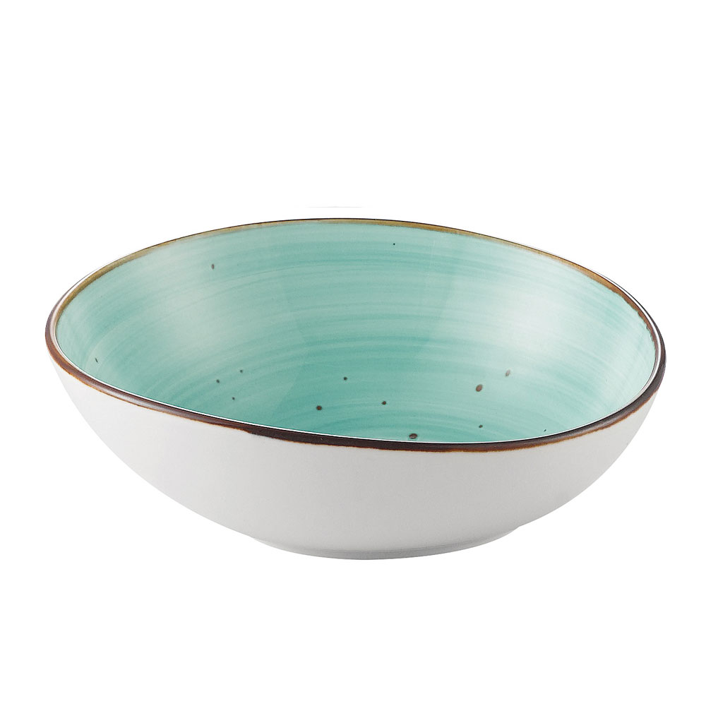 CAC China TUS-B7-TQS Tucson Porcelain Turquoise Soup/Salad Bowl 20 oz., 7 1/2"  - 2 dozen