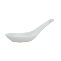 CAC China CN-40 Accessories Super White Porcelain Soup Spoon 4 1/2&quot;  - 6 dozen