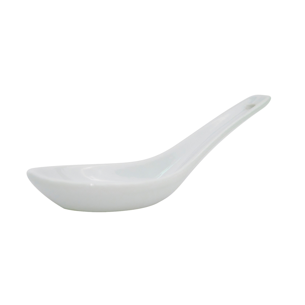 CAC China CN-40 Accessories Super White Porcelain Soup Spoon 4 1/2"  - 6 dozen