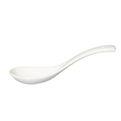 CAC China SPN-52 Accessories Super White Porcelain Soup Spoon 5 1/2"  - 6 dozen