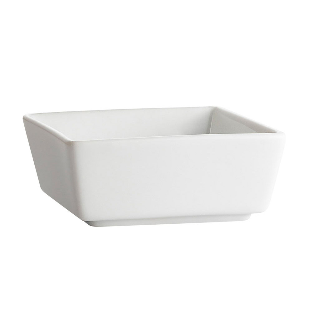 CAC China F-BW5 Fortune Super White Porcelain Square Bowl 12 oz., 4 1/2"  - 4 dozen