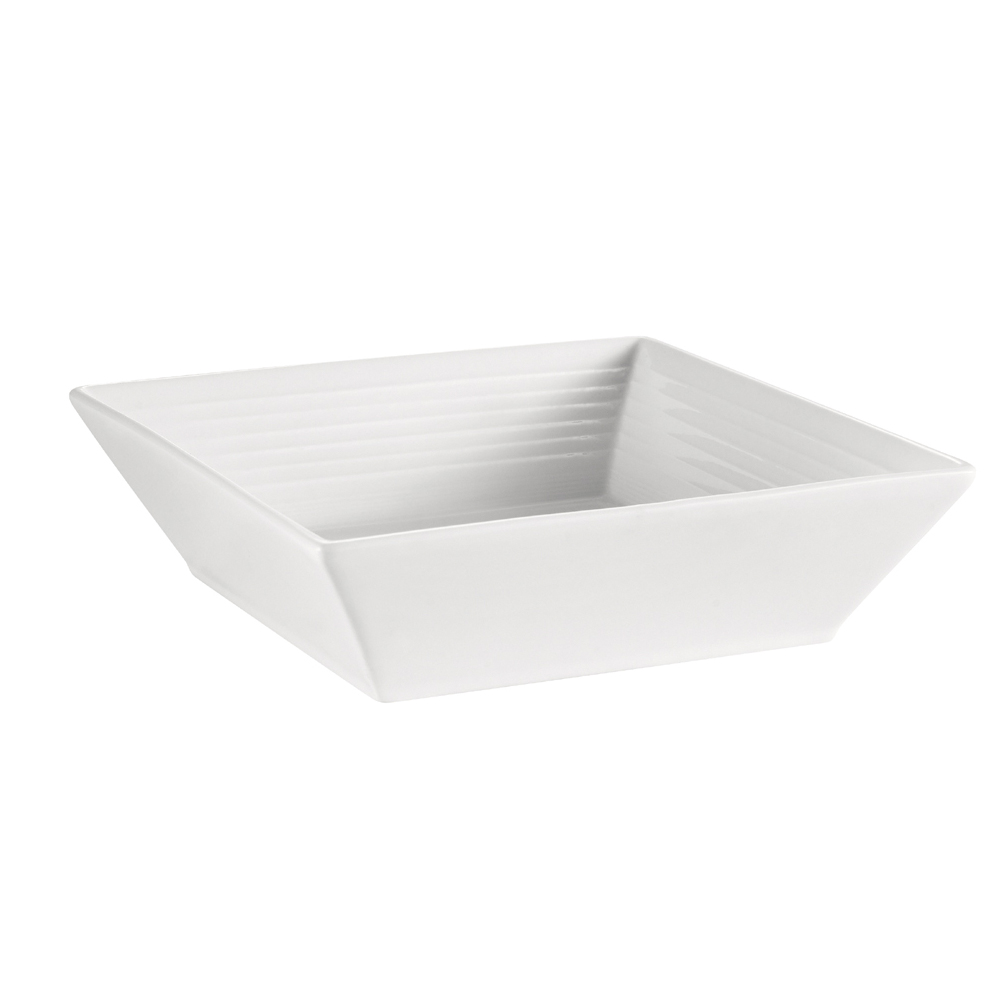 CAC China TGO-B8 Tango Embossed Bone White Porcelain Square Bowl 42 oz., 8" - 2 dozen