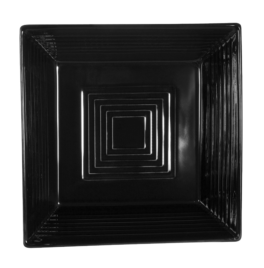CAC China TG-B6-BLK Tango Embossed Porcelain Black Square Bowl 15 oz., 6"  - 2 dozen