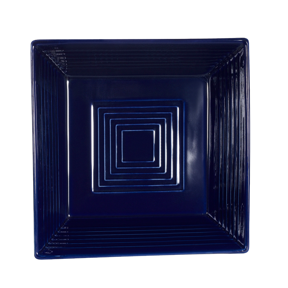 CAC China TG-B6-CBU Tango Embossed Porcelain Cobalt Blue Square Bowl 15 oz., 6"  - 2 dozen