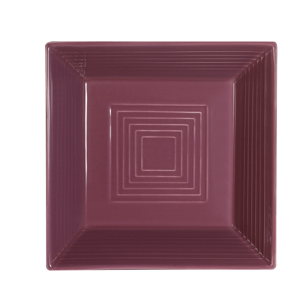 CAC China TG-B8-PLM Tango Embossed Porcelain Plum Square Bowl 42 oz., 8" - 2 dozen