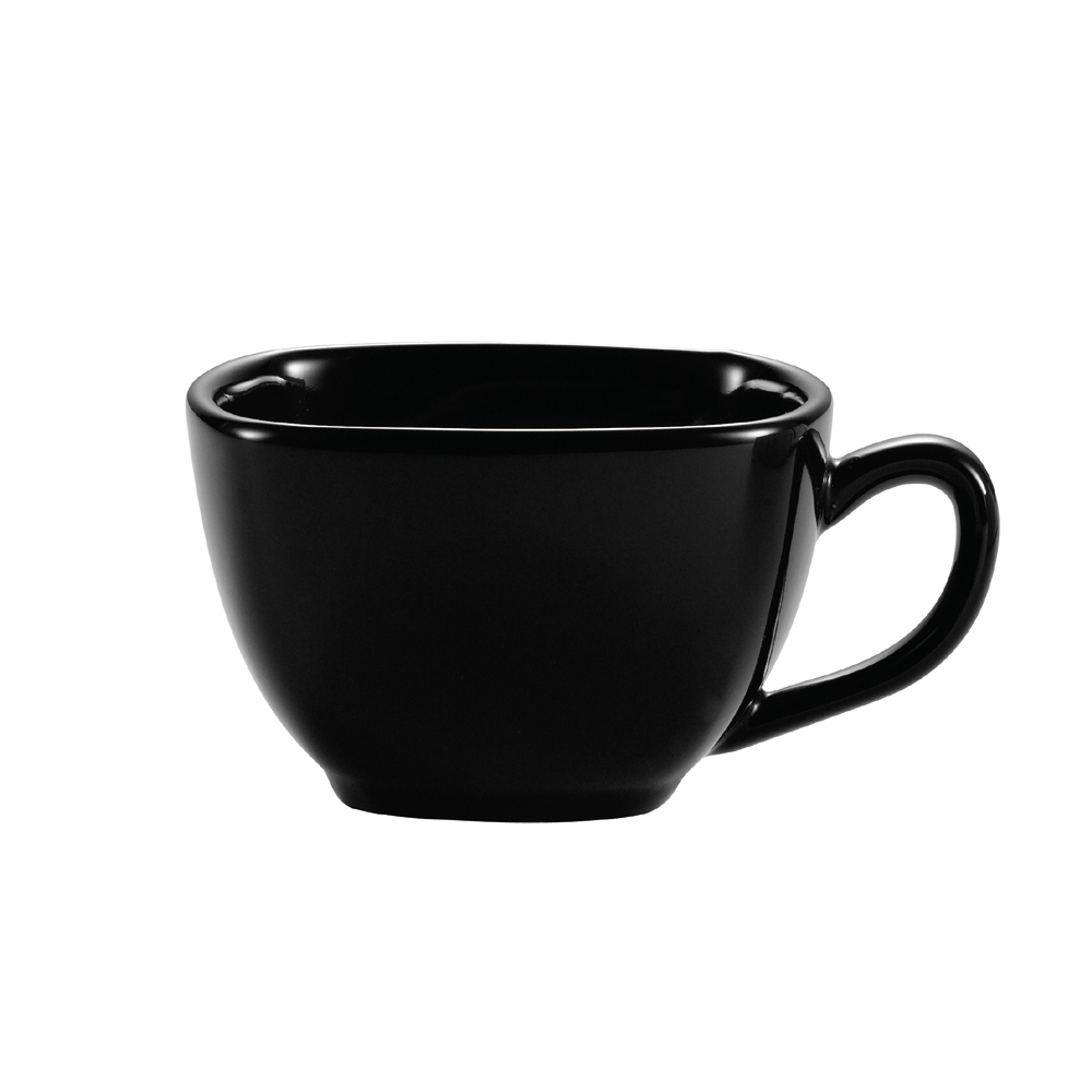CAC China KC-1-BLK Color Arts Stoneware Black Square Cup 8 oz., 3 3/4" - 3 dozen