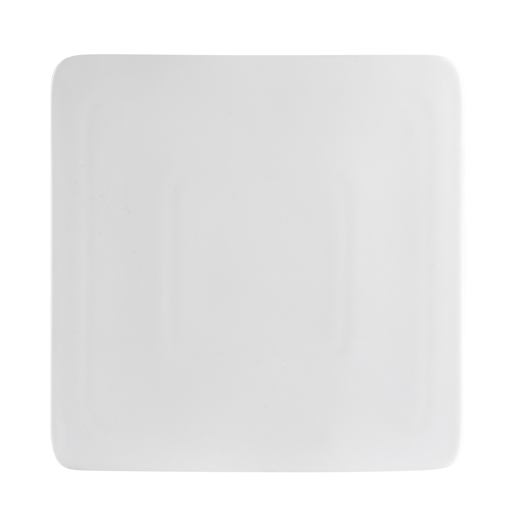 CAC China SF-SQ10 Sunrise Bone White Porcelain Flat Square Plate 10"  - 1 dozen