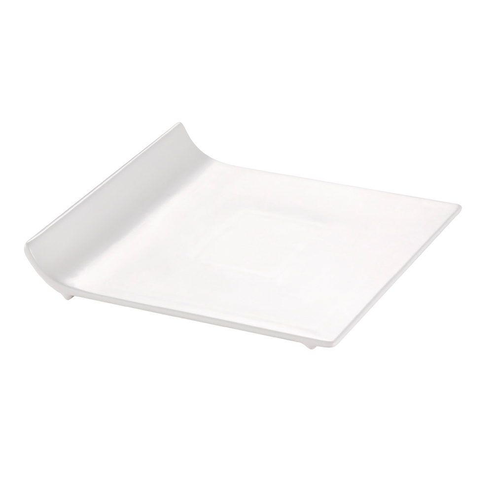 CAC China SF-P16 Sunrise Bone White Porcelain Flat Square Plate 10" - 1 dozen