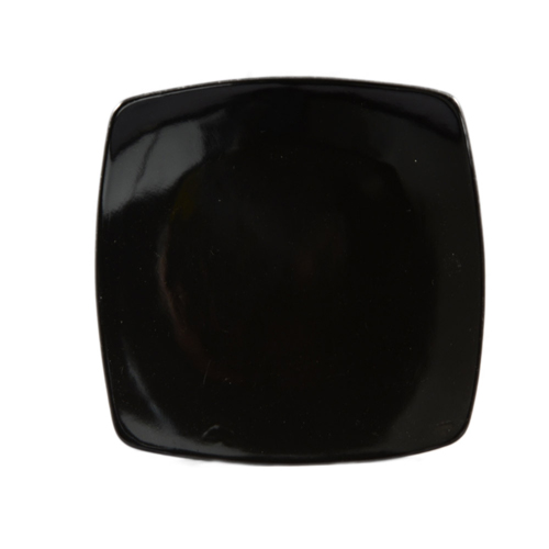 CAC China R-FS16-BLK Clinton Super White Porcelain Black Flat Square Plate 10 1/2" - 1 dozen