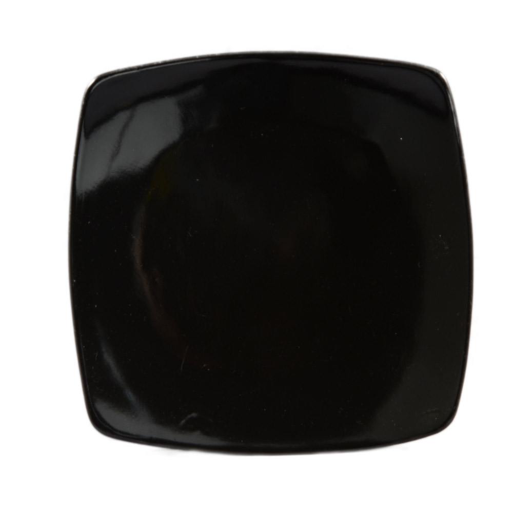 CAC China R-FS21-BLK Clinton Super White Porcelain Black Flat Square Plate 11 7/8" - 1 dozen