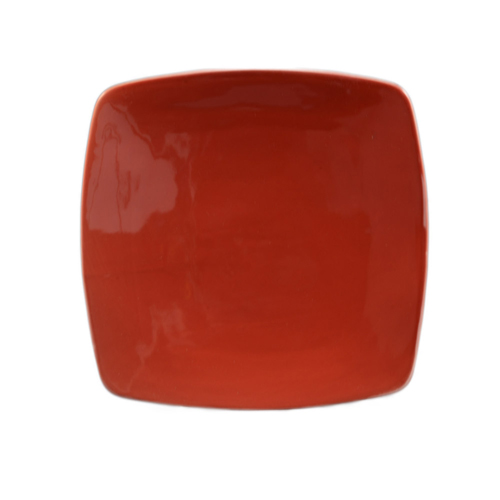 CAC China R-FS16-R Clinton Super White Porcelain Red Flat Square Plate 10 1/2" - 1 dozen