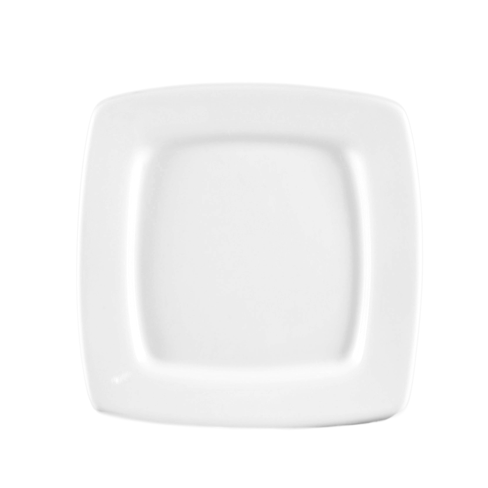 CAC China RCN-S5Q Clinton Super White Porcelain Square In Square Plate 6"  - 3 dozen