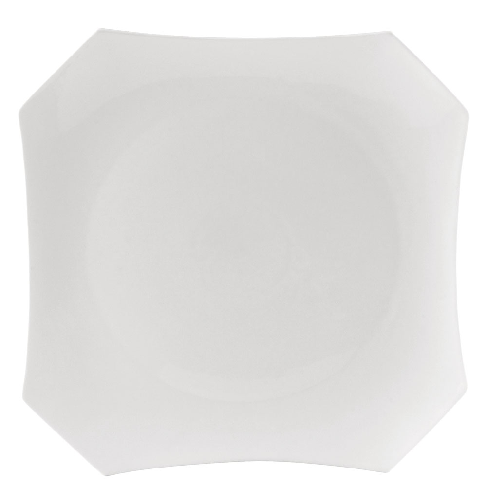 CAC China RCN-H16 Clinton Super White Porcelain Square Plate 10 1/2"  - 1 dozen