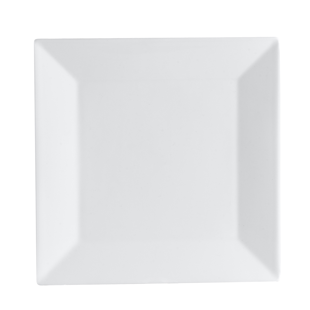 CAC China NGA-16 Niagara Bone White Porcelain Square Plate 10"  - 1 dozen