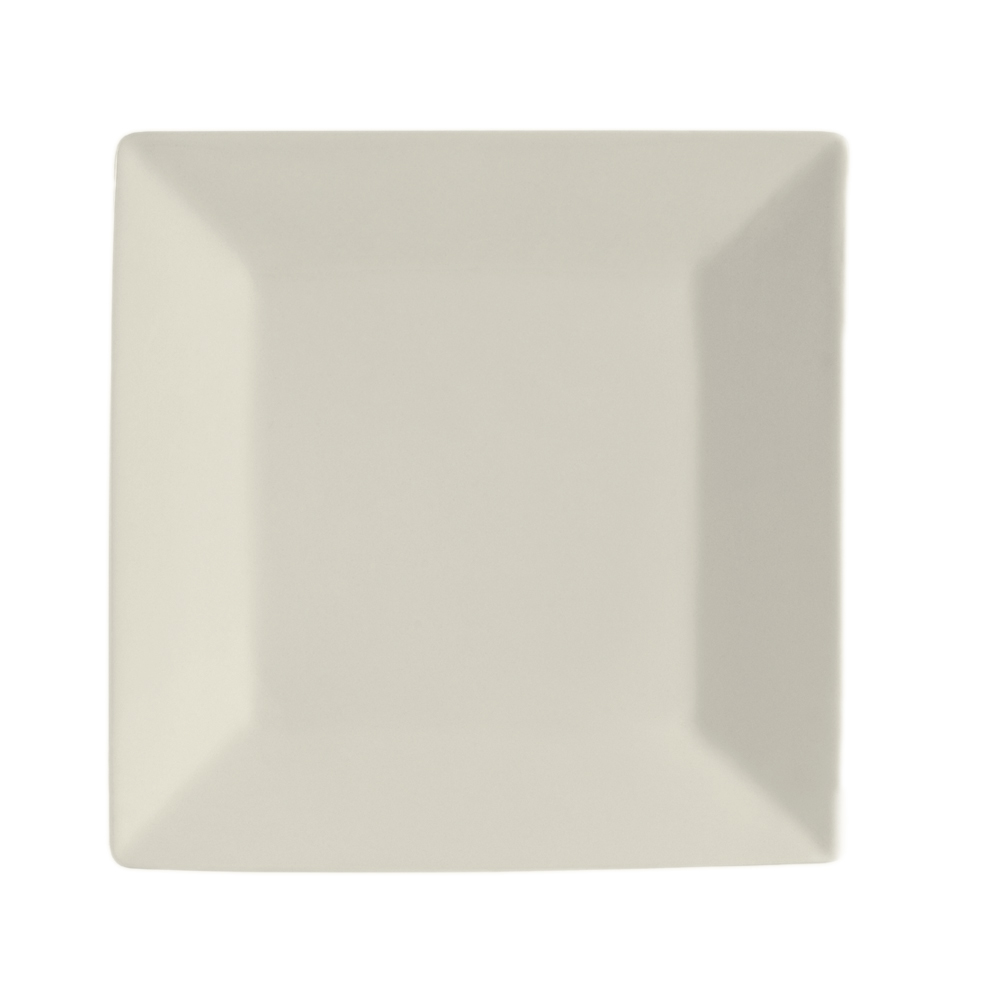 CAC China RE-SQ16 American White Stoneware Rolled Edge Square Plate 10"  - 1 dozen