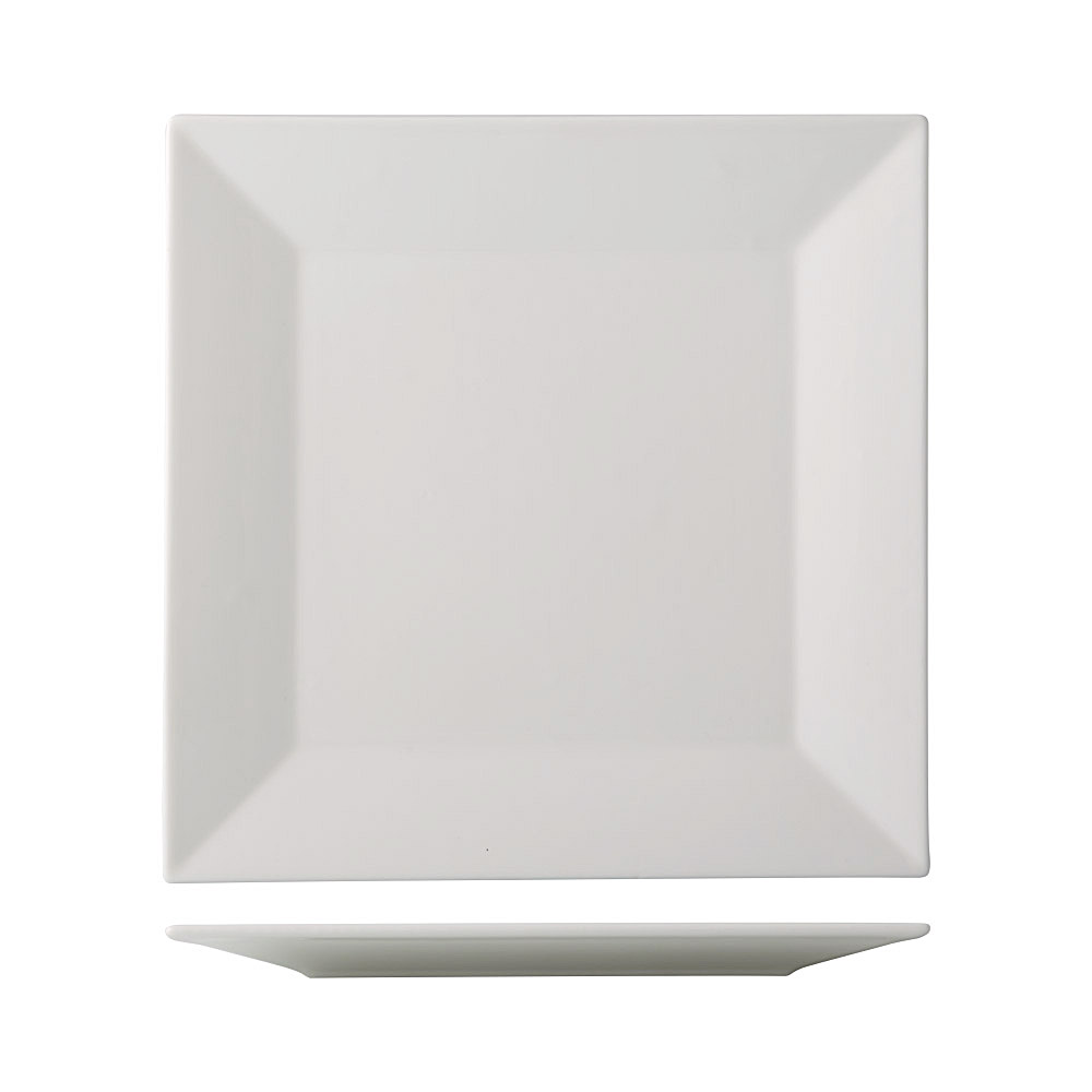 CAC China NGA-20 Niagara Bone White Porcelain Square Plate 11"  - 1 dozen