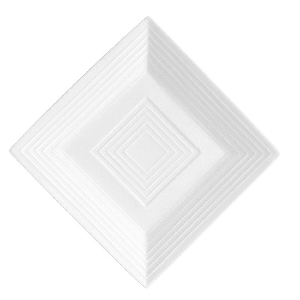 CAC China TGO-SQ21 Tango Embossed Bone White Porcelain Square Plate 12" - 1 dozen