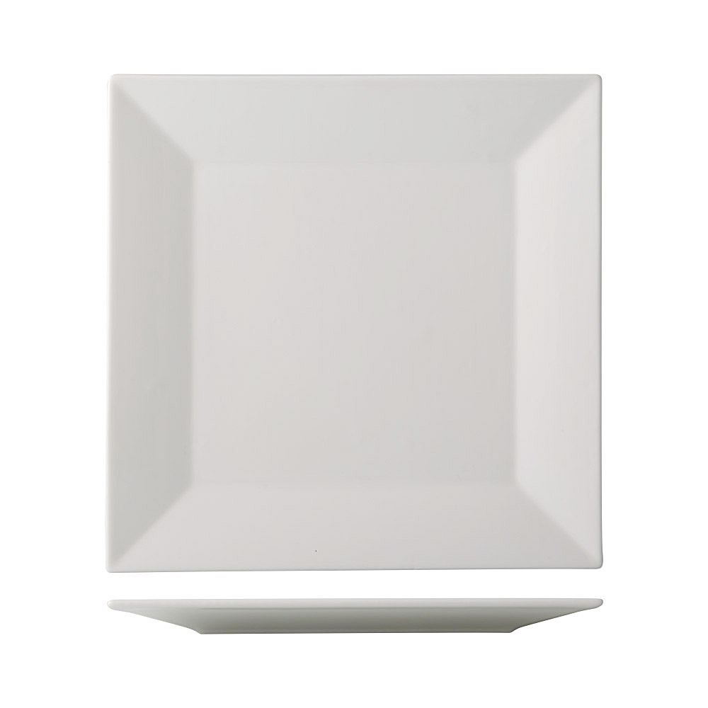 CAC China NGA-9 Niagara Bone White Porcelain Square Plate 9"  - 2 dozen