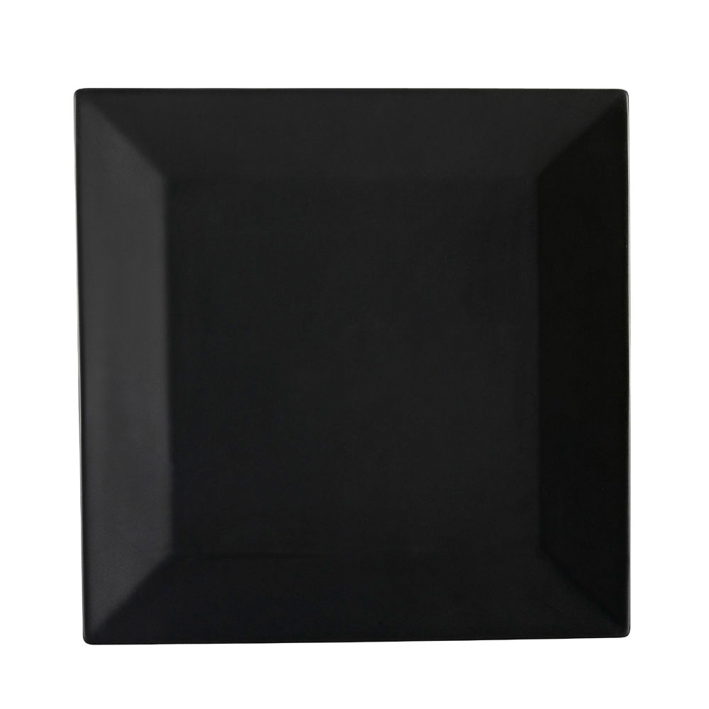 CAC China KC-21-BLK Color Arts Black Stoneware Square Plate 12" - 1 dozen