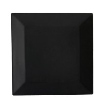 CAC China KC-8-BLK Color Arts Stoneware Black Square Plate with Wide Rim 8" - 2 dozen
