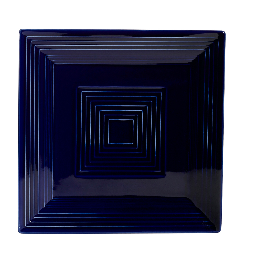CAC China TG-SQ8-CBU Tango Embossed Porcelain Cobalt Blue Square Plate 8" - 2 dozen