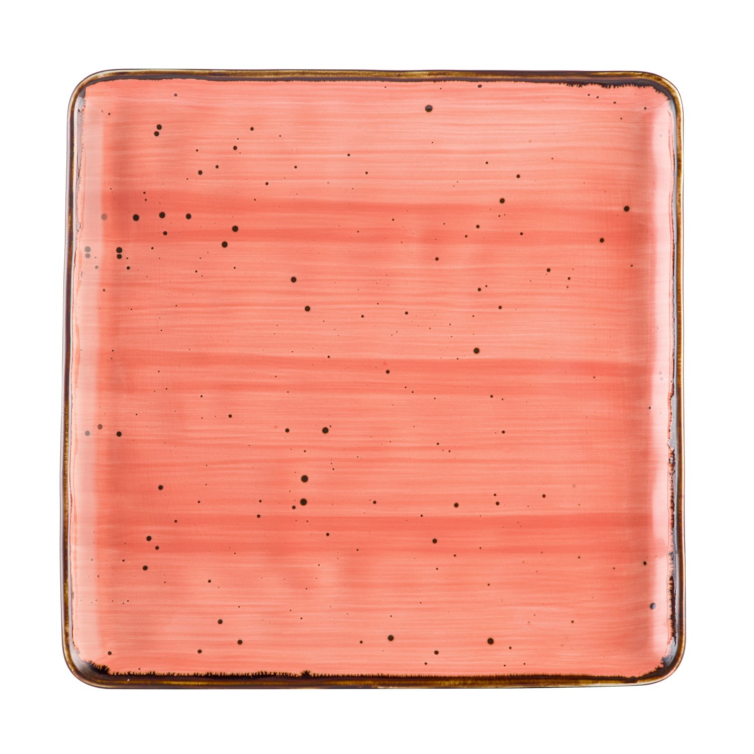 CAC China TUS-SQ16-CRL Tucson Porcelain Coral Square Plate 10" - 1 dozen