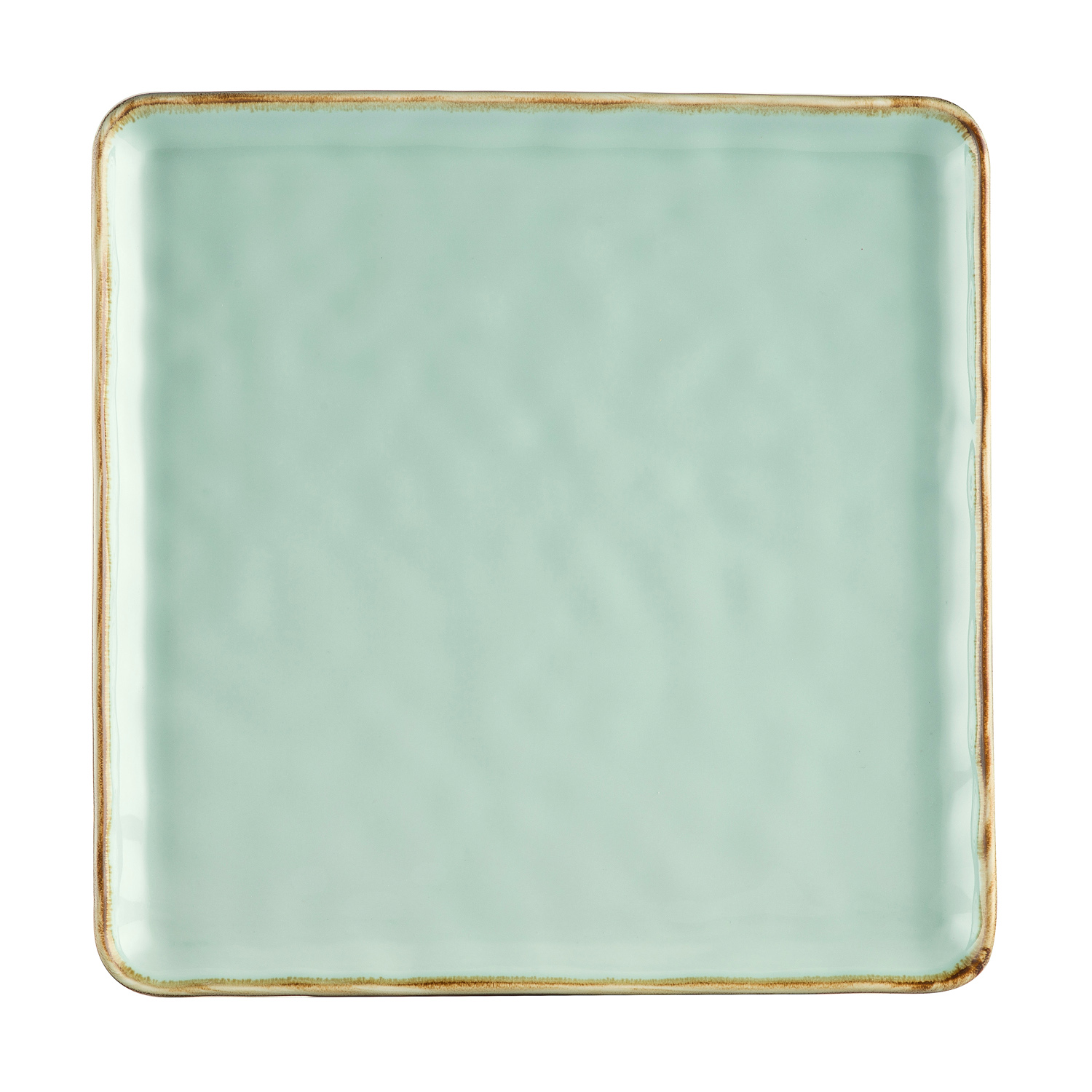 CAC China PMS-SQ21-G Palm Springs Light Green Porcelain Square Plate 12"  - 1 dozen