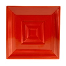 CAC China TG-SQ16-R Tango Embossed Porcelain Red Square Plate 10&quot;  - 1 dozen