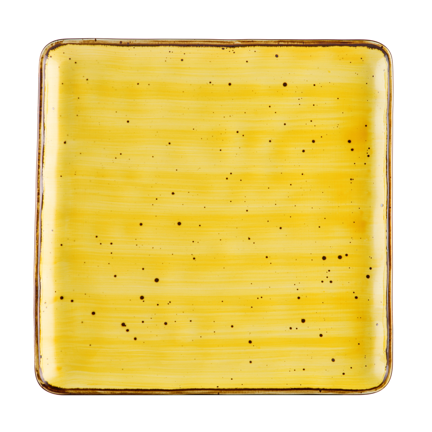 CAC China TUS-SQ16-SFL Tucson Porcelain Sunflower Square Plate 10" - 1 dozen