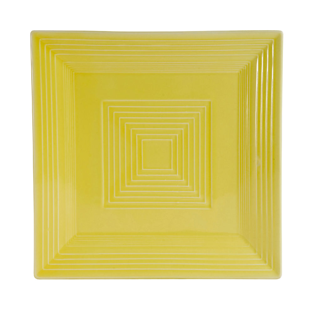 CAC China TG-SQ8-SFL Tango Embossed Porcelain Sunflower Square Plate 8" - 2 dozen