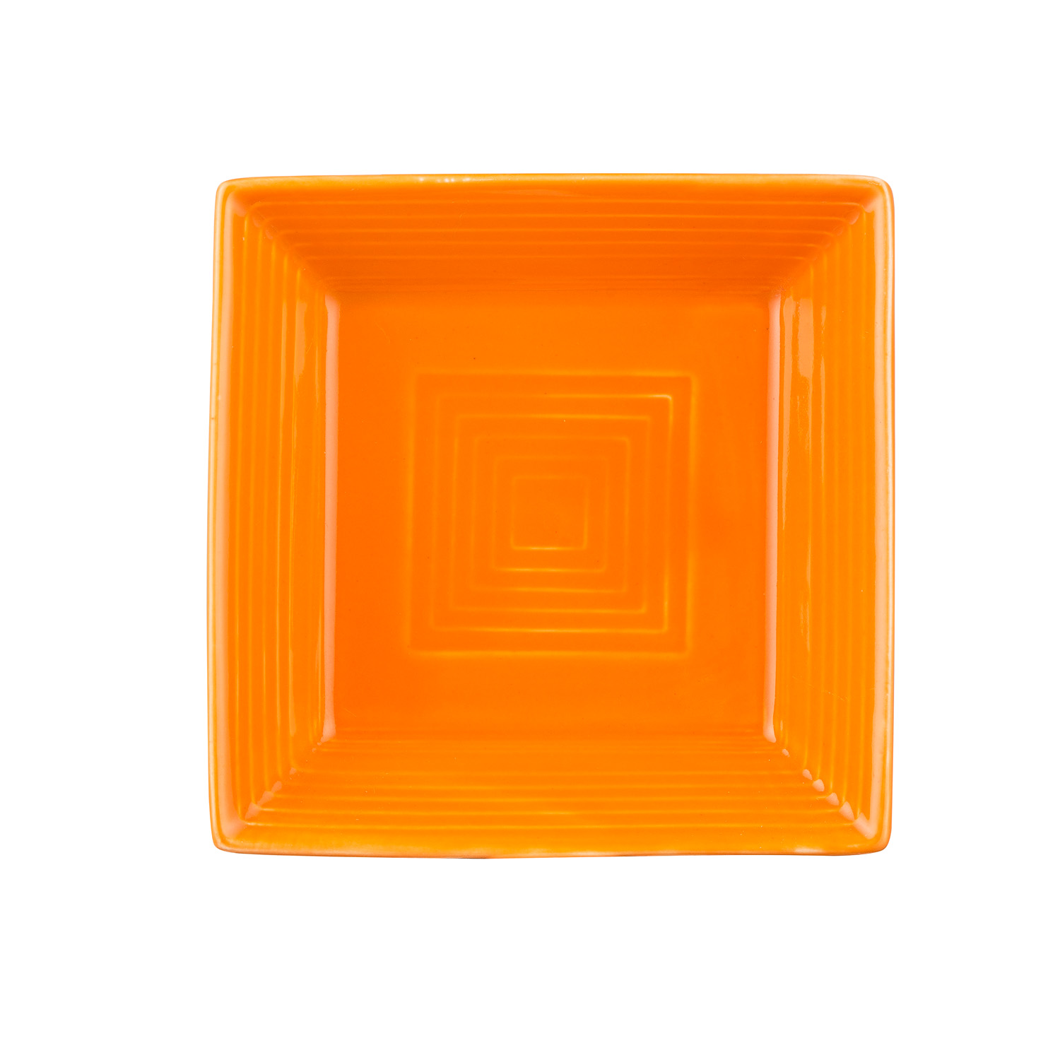CAC China TG-SQ16-TNG Tango Embossed Porcelain Tangerine Square Plate 10"  - 1 dozen